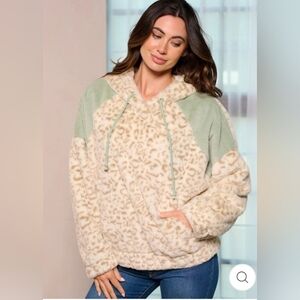 Mint Animal Print Hooded Sweater